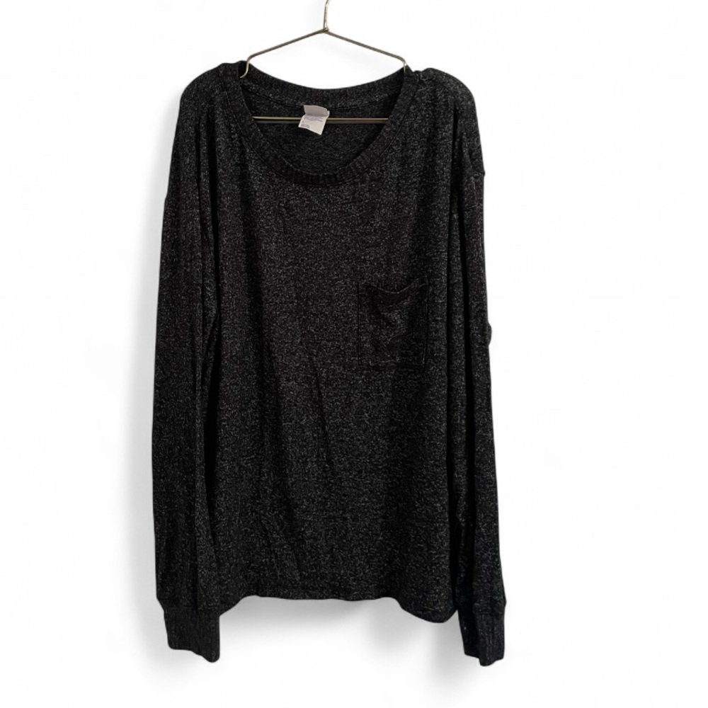Marbled Knit Long Sleeve Pocket Top
